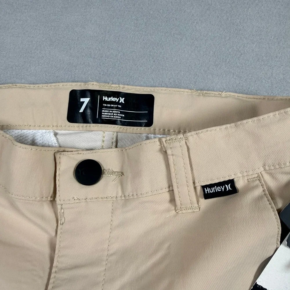 Hurley Boys 7 Shorts Kahki H2O-DRI Chino Performance Surf Skate Khaki Rattan NEW